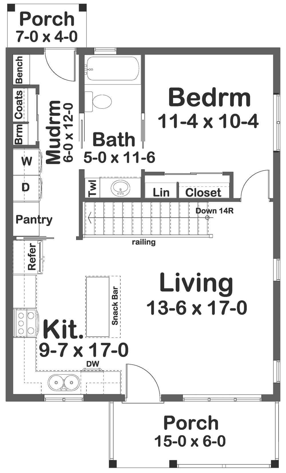 Efficient Main Floor Plan with Mudroom and Snack Bar