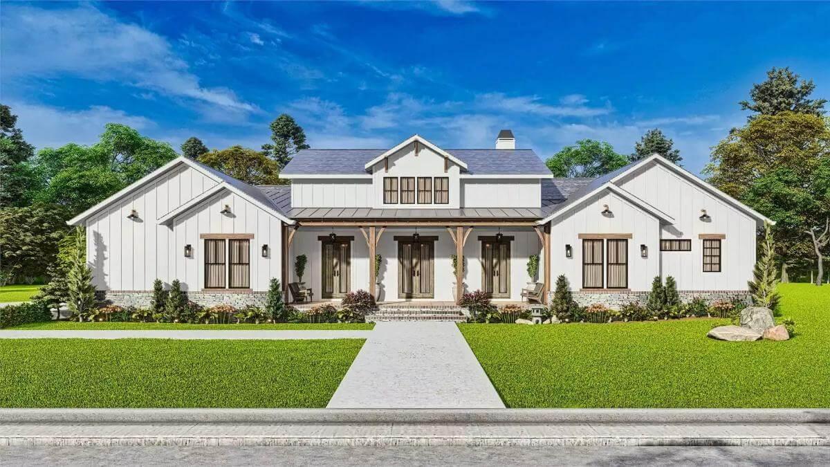 Check Out the Classic Symmetry in This Modern Farmhouse Design