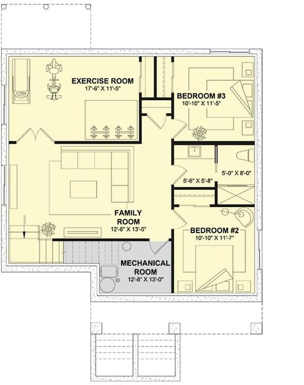 Versatile Lower Level with Exercise Room and Family Space