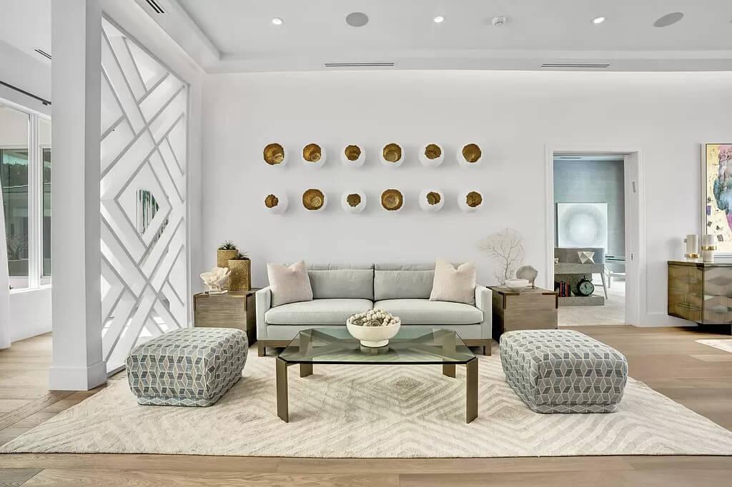 Modern Living Room with Intriguing Textured Wall Art