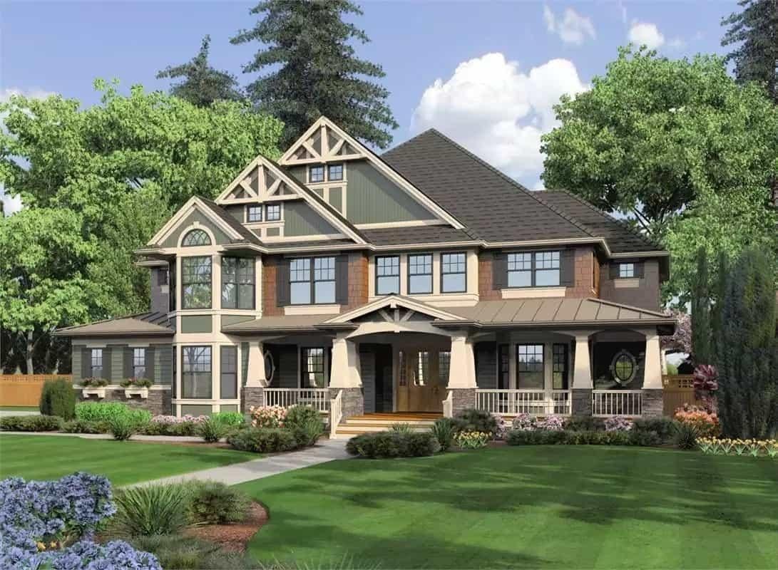 Notice the Classic Gabled Rooflines in This Traditional Home