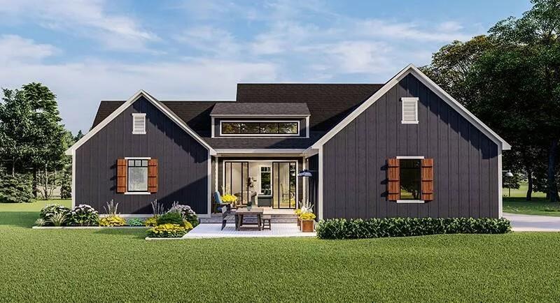 Wow, Look at That Navy Siding and Rustic Wooden Shutters