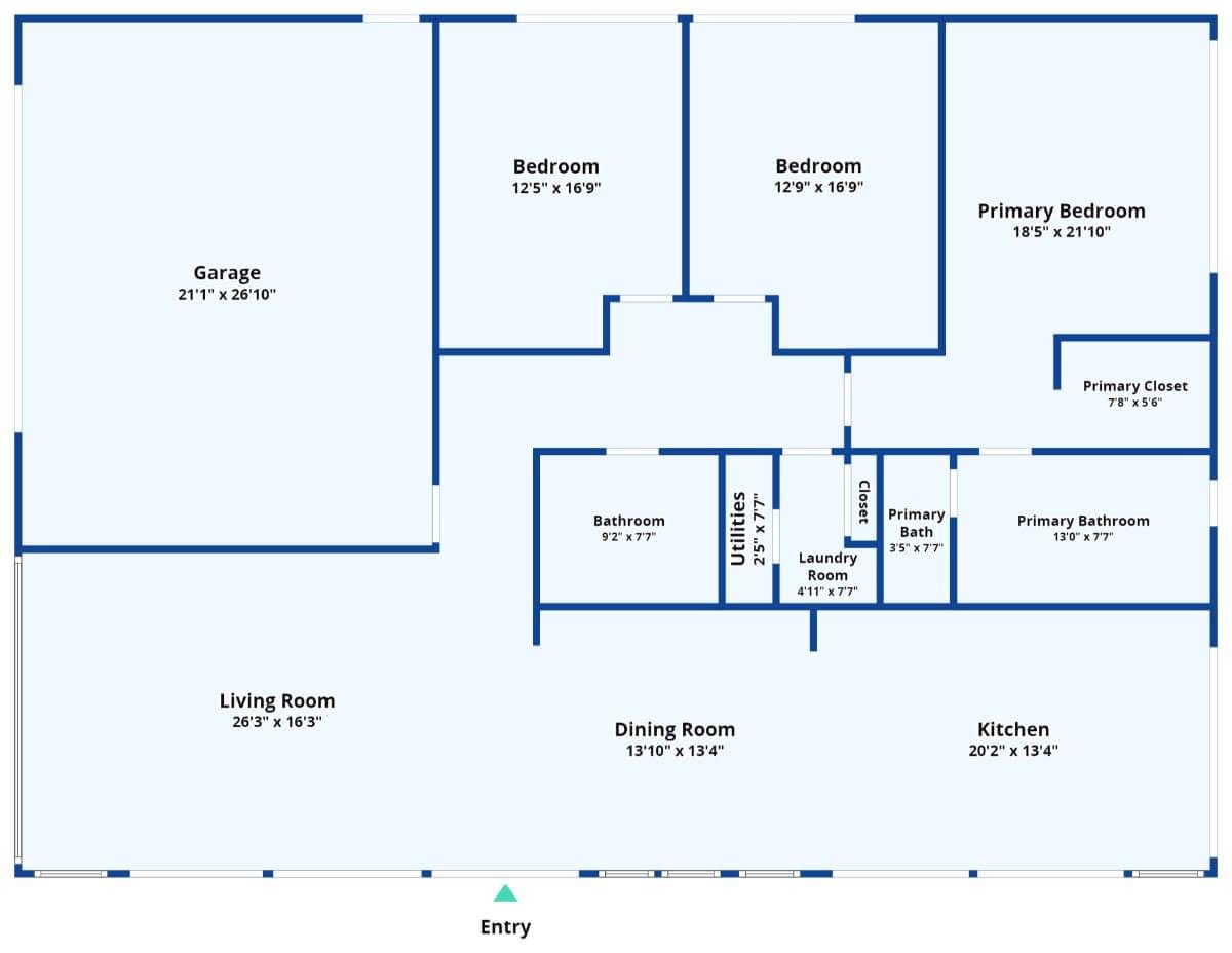 Spacious Three-Bedroom Layout with Integrated Garage Entry