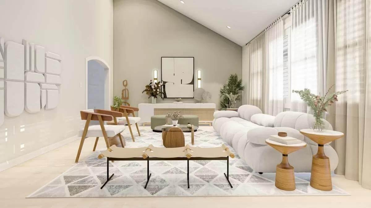 Loving the Playful Use of Geometric Patterns and Soft Furnishings Here