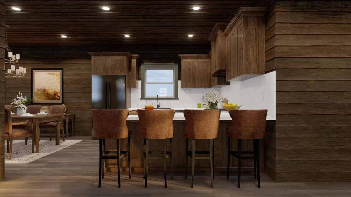 Check Out the Cozy Wooden Detailing in This Craftsman Kitchen