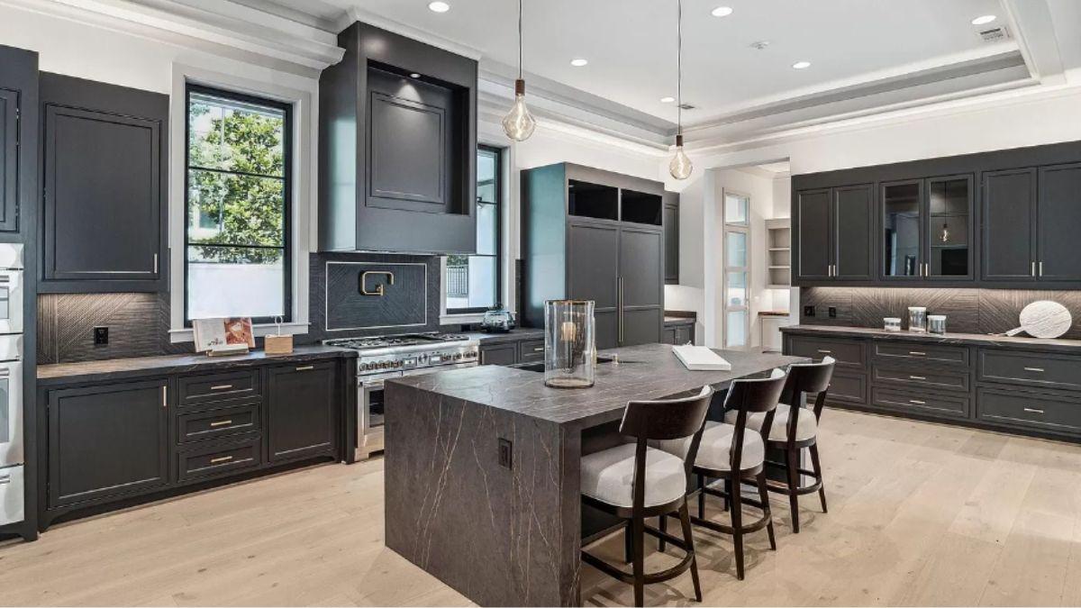 Wow, Look at Those Dramatic Dark Cabinets in This Elegant Kitchen
