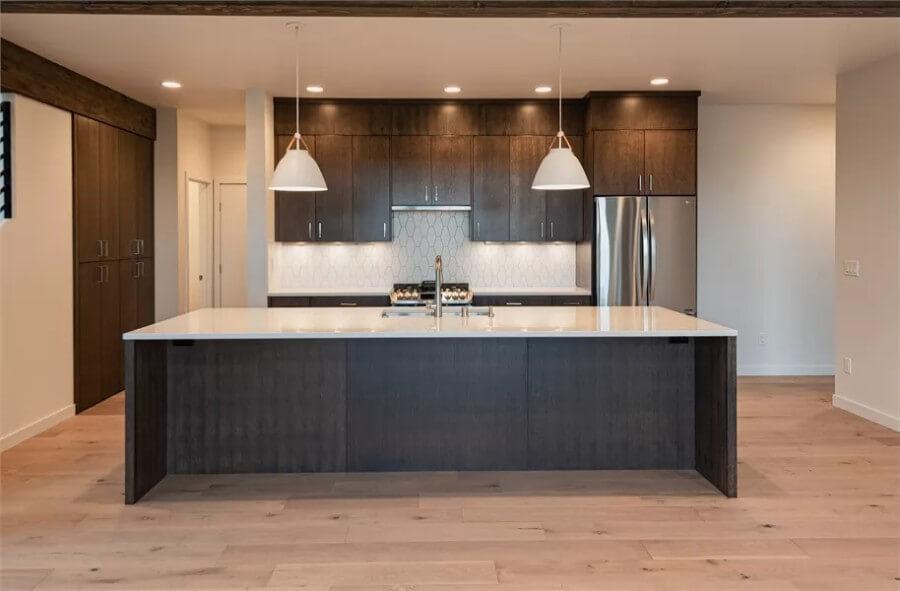 Gorgeous Kitchen Island with Chic Pendant Lighting