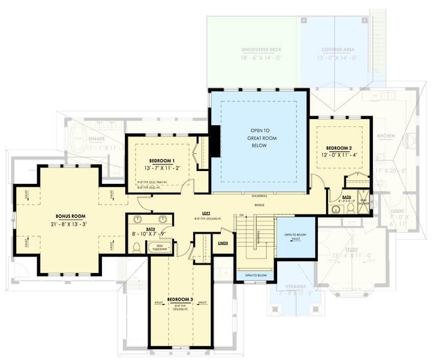 Upstairs Retreat with a Loft and Versatile Bonus Room