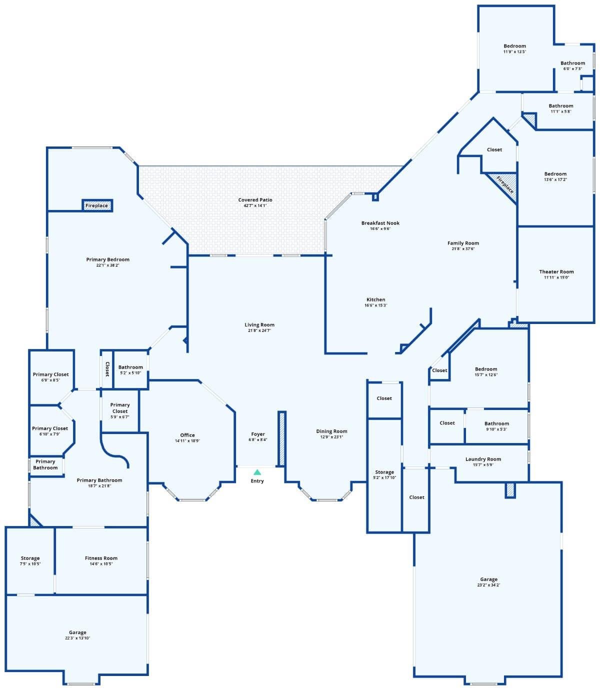 Spacious Floor Plan with a Huge Theater Room and Two Garages