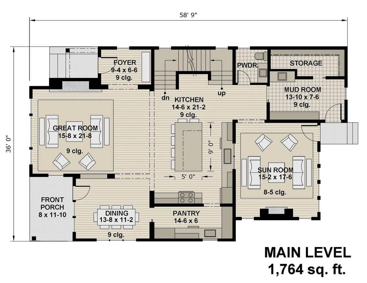 Explore the Spacious Great Room in This 1,764 sq. ft. Main Level
