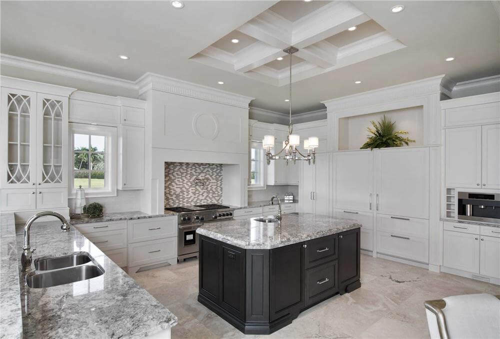 Modern Kitchen Marvel with a Striking Contrasting Island