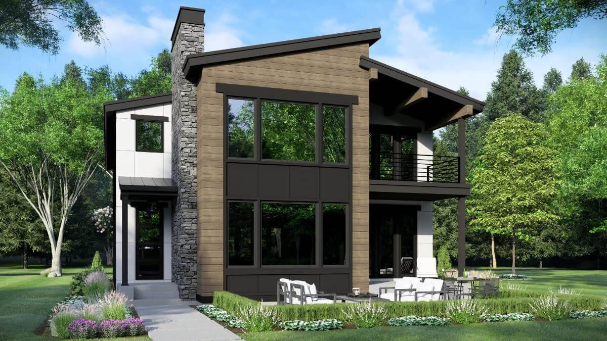Modern Meets Rustic in This Striking Home with Stone Chimney
