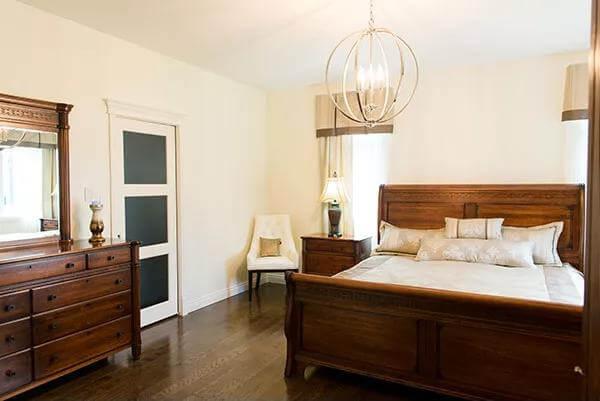 Traditional Bedroom with Sleek Globe Pendant Light