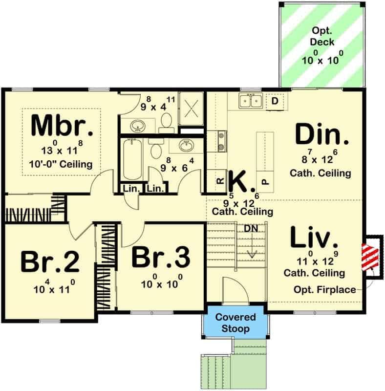 Explore This Floor Plan with Spacious Living Areas and Optional Deck