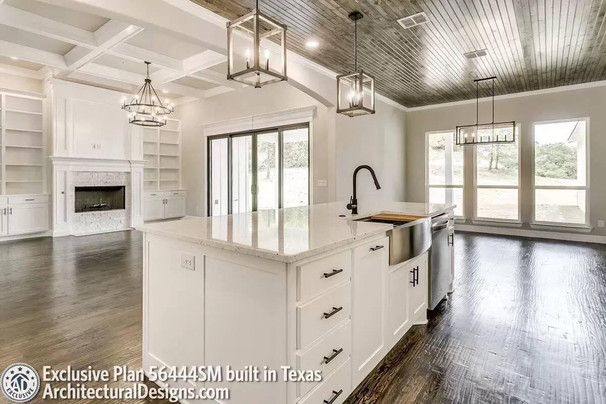 Check Out the Farmhouse Sink Centered in This Open Kitchen