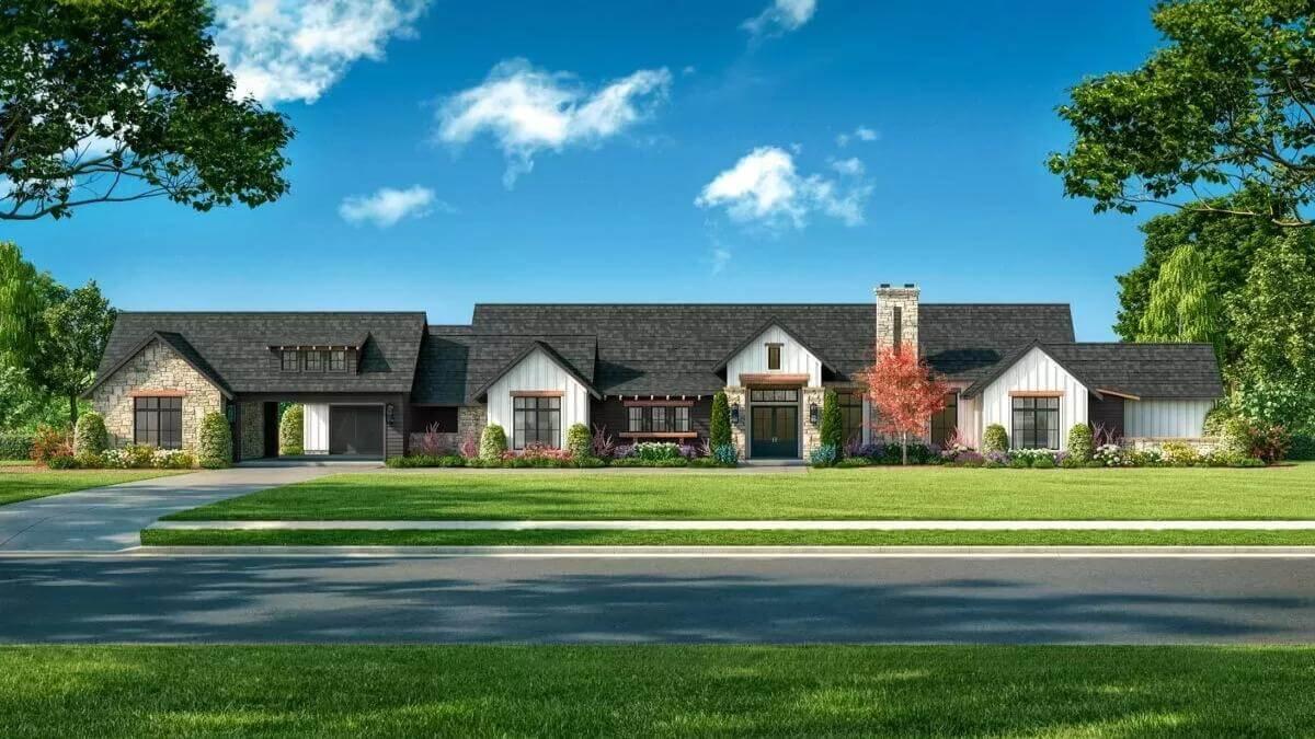 Expansive Craftsman Façade with Stone Accents and Classic Rooflines