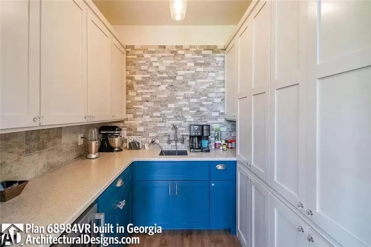 Look at the Bold Blue Cabinetry in This Practical Pantry