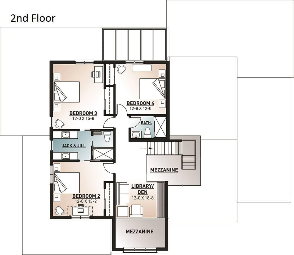 Explore the Spacious Second Floor Featuring a Cozy Library