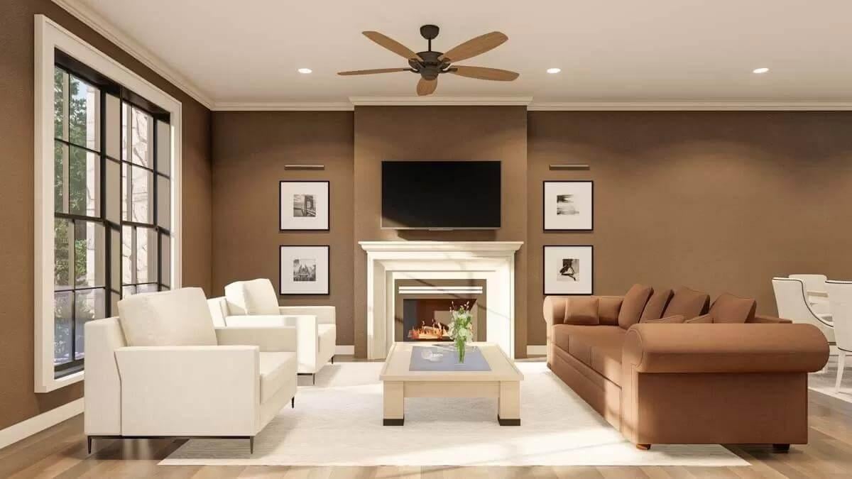 Wow, Look at This Stylish Living Room with a Cozy Fireplace