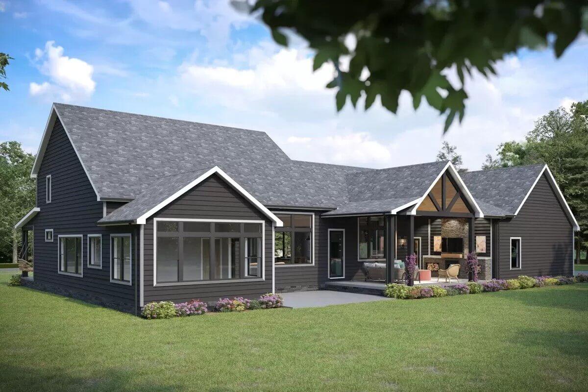 Gable Roof and Wraparound Porch Create a Welcoming Outdoor Space