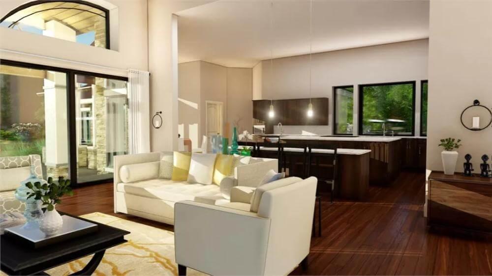Check Out the Expansive Windows in This Open-Concept Living Area