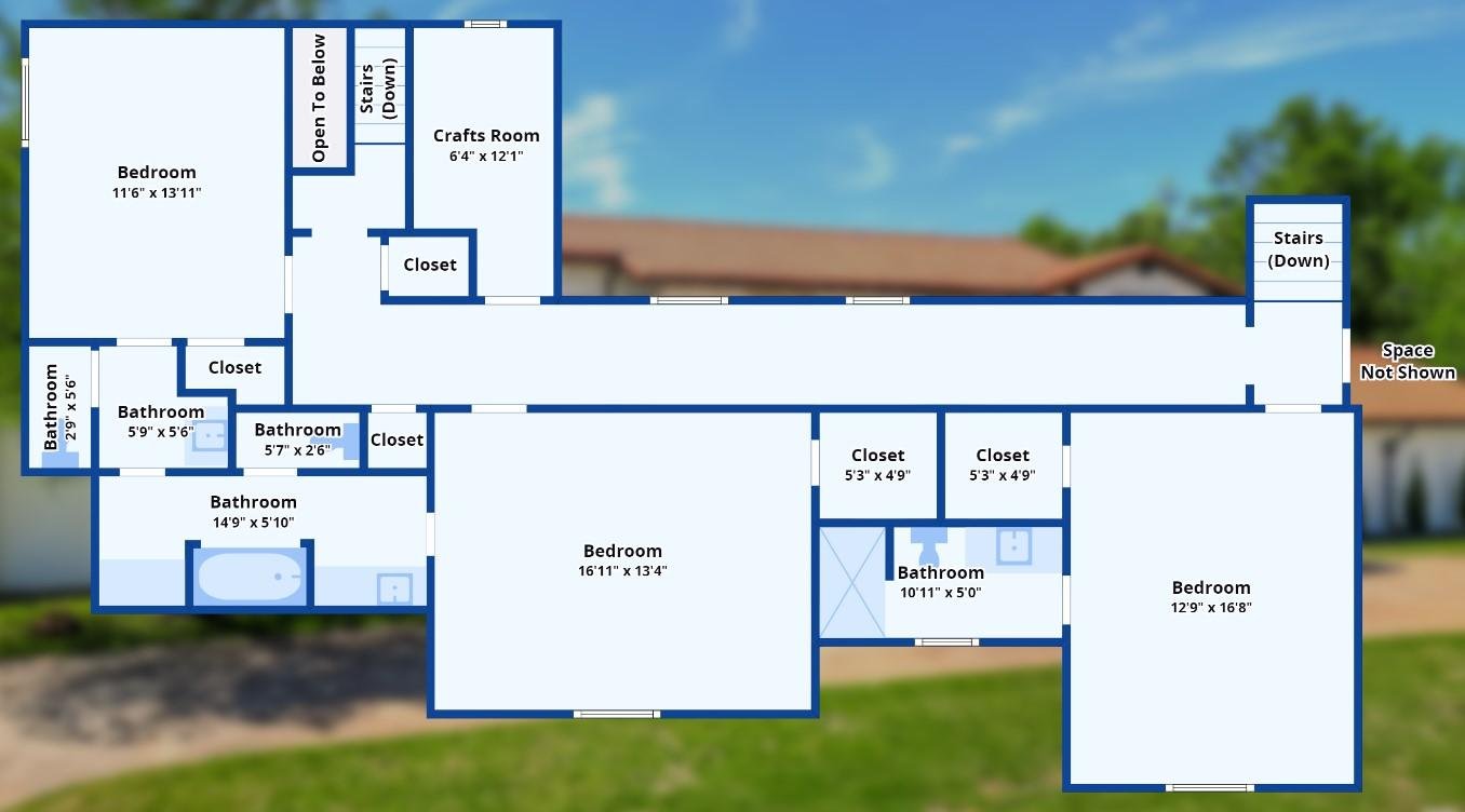 Upper Level Floor Plan With a Convenient Crafts Room and Three Bedrooms