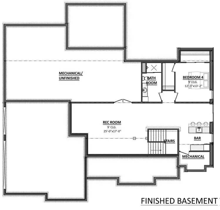 Explore This Finished Basement with a Rec Room and Bar
