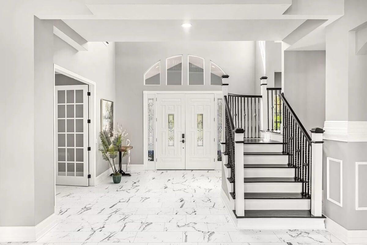 Marble Floors and High Ceilings Create a Grand Entryway
