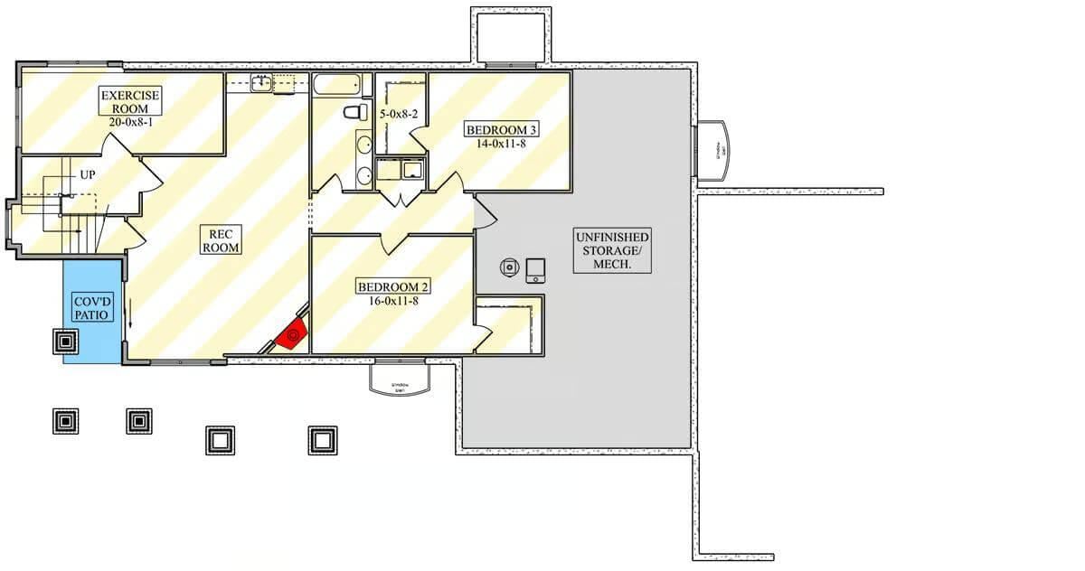 Explore the Versatile Basement Layout with a Covered Patio