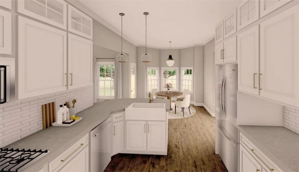 Chic Kitchen with a Farmhouse Sink and Bright Breakfast Nook