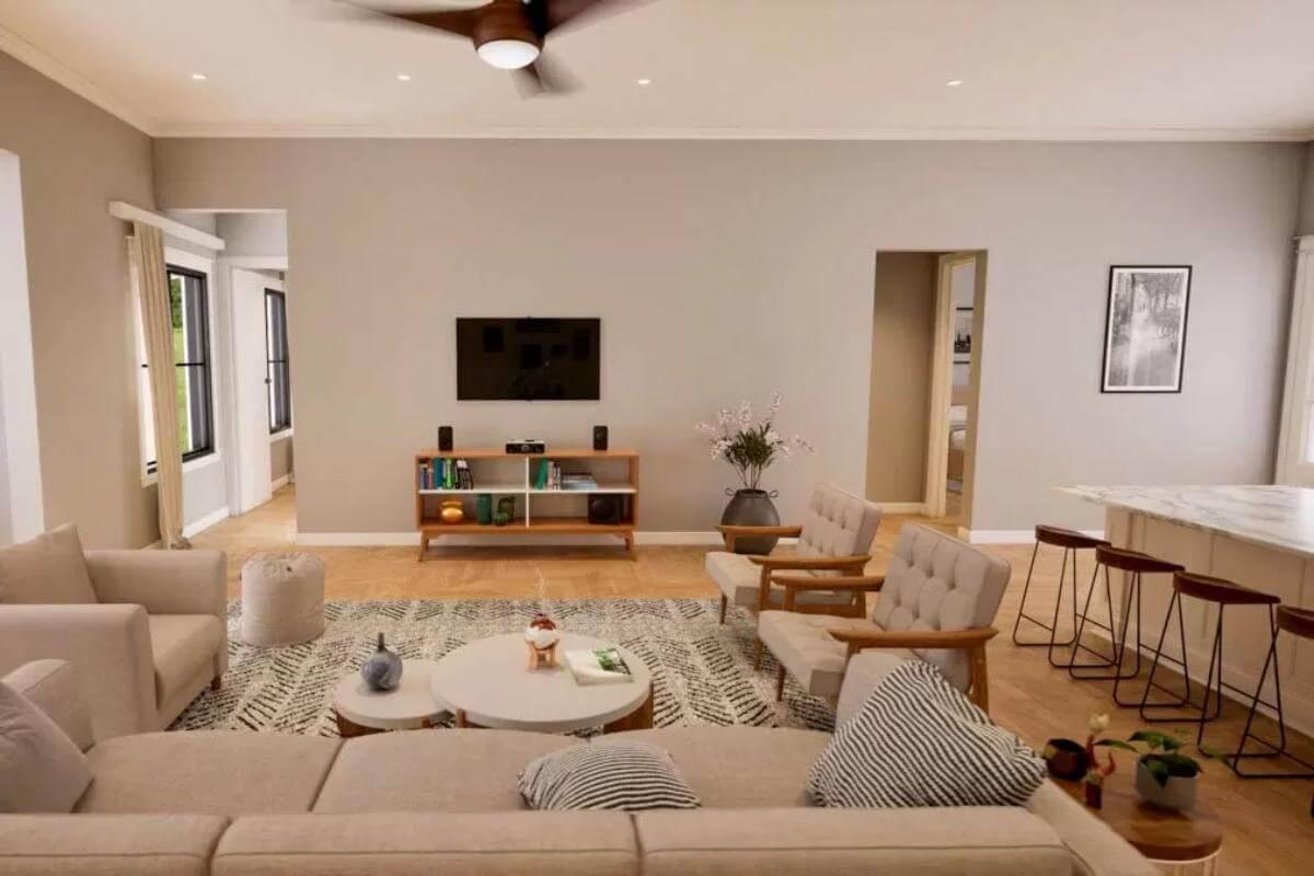 Living Room with Mid-Century Touches and Modern Simplicity