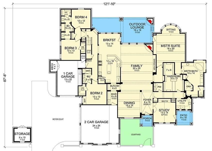 Spacious Main Floor with Multi-Car Garage and Cozy Courtyard