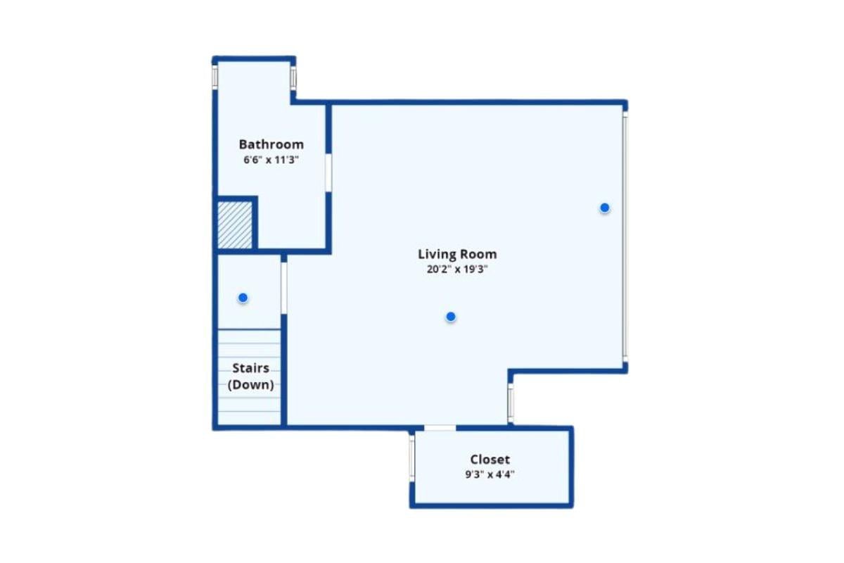 Lower Level Living Area with Bathroom and Ample Storage