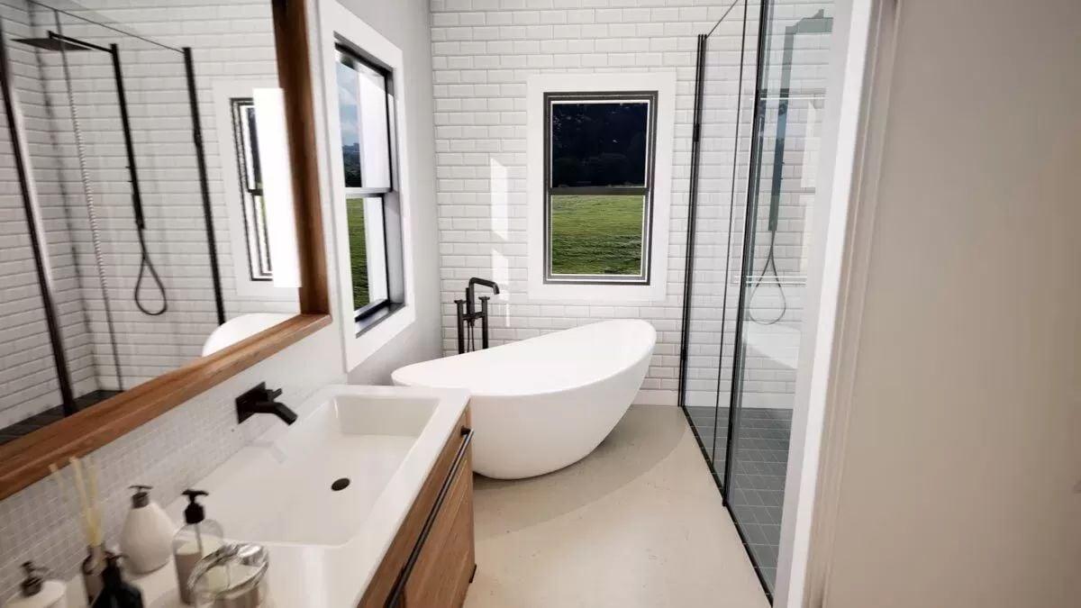 Check Out the Freestanding Tub with Sleek Matte Fixtures
