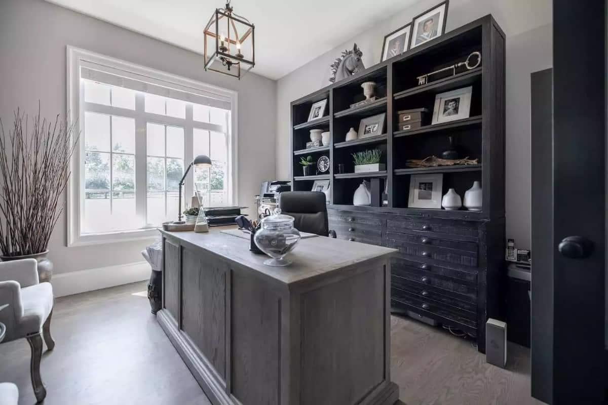 Wow, Check Out the Stunning Built-In Shelving in This Home Office
