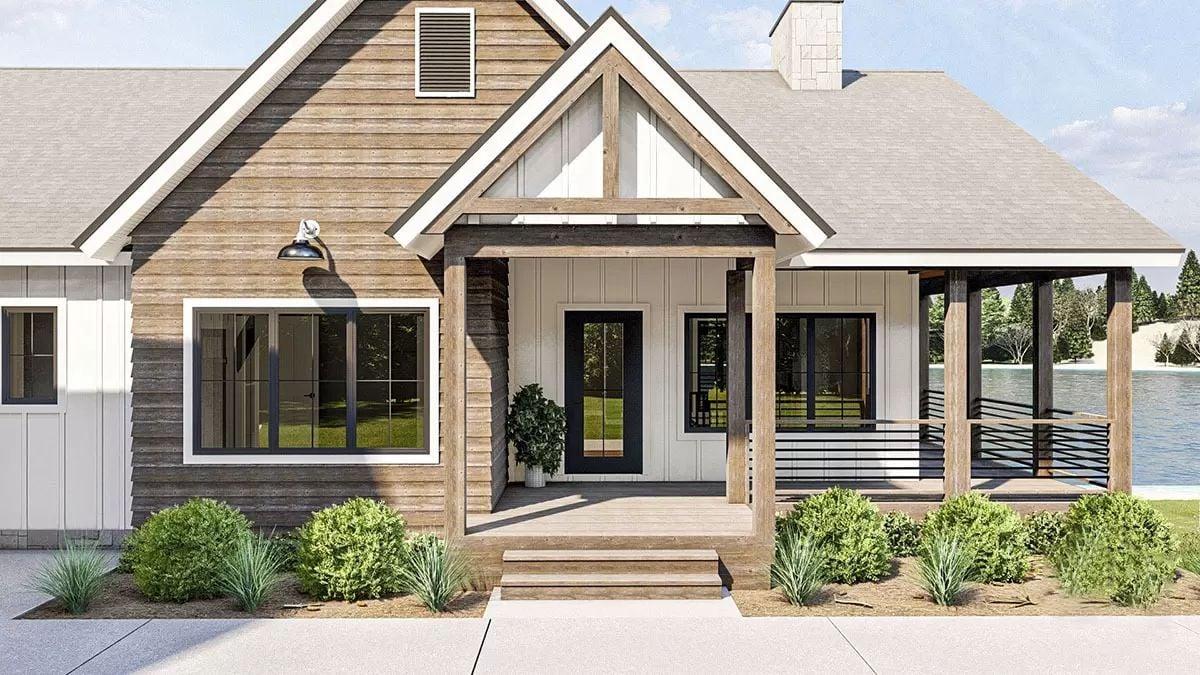 Craftsman Front Porch with Rustic Wood Accents