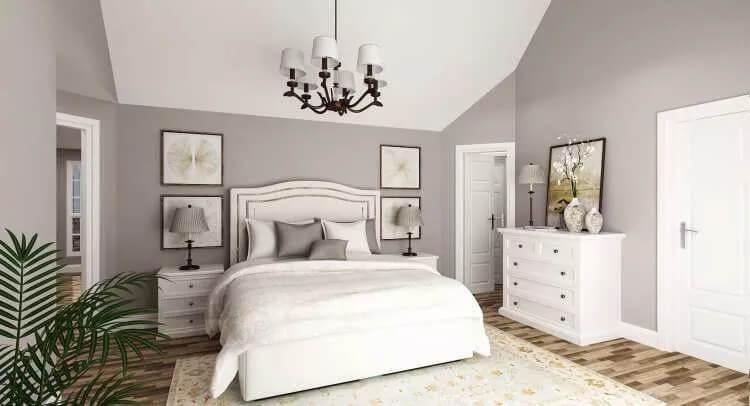 Tranquil Bedroom with Vaulted Ceiling and Soft Palette
