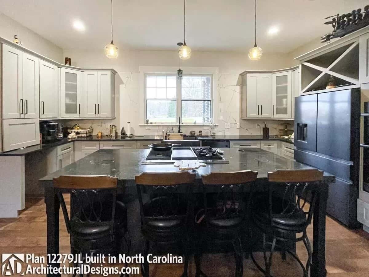 Admire the Central Island Cooktop in This Craftsman Kitchen