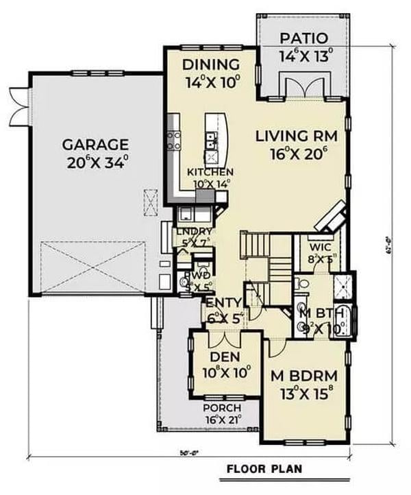 Craftsman Floor Plan with Open Living and a Charming Den