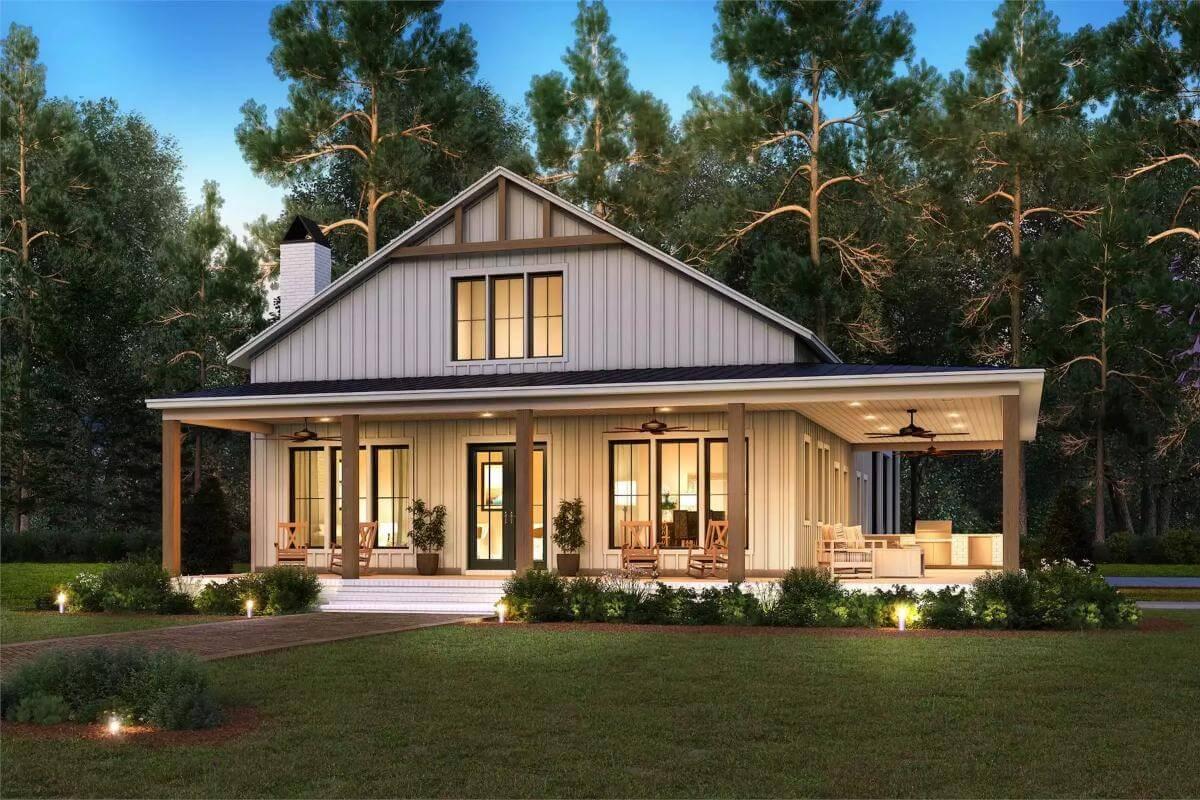 Inviting Wraparound Porch with Ceiling Fans for Breezy Comfort