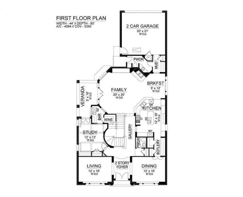 Explore This First Floor Plan with a Cozy Veranda and Wine Bar