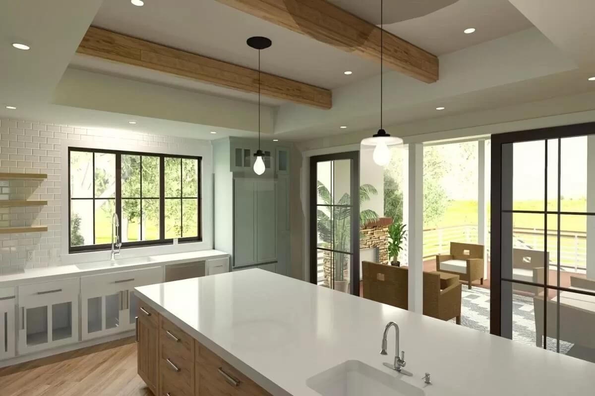 Look at Those Subtle Wood Accents Around This Open Kitchen Island