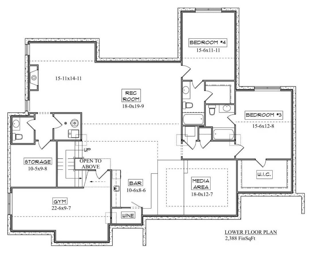 Explore the Versatile Lower Floor Plan with a Dedicated Gym Space