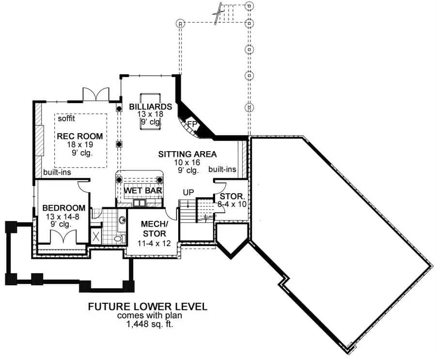 Craftsman Lower Level with a Billiards Room and Wet Bar