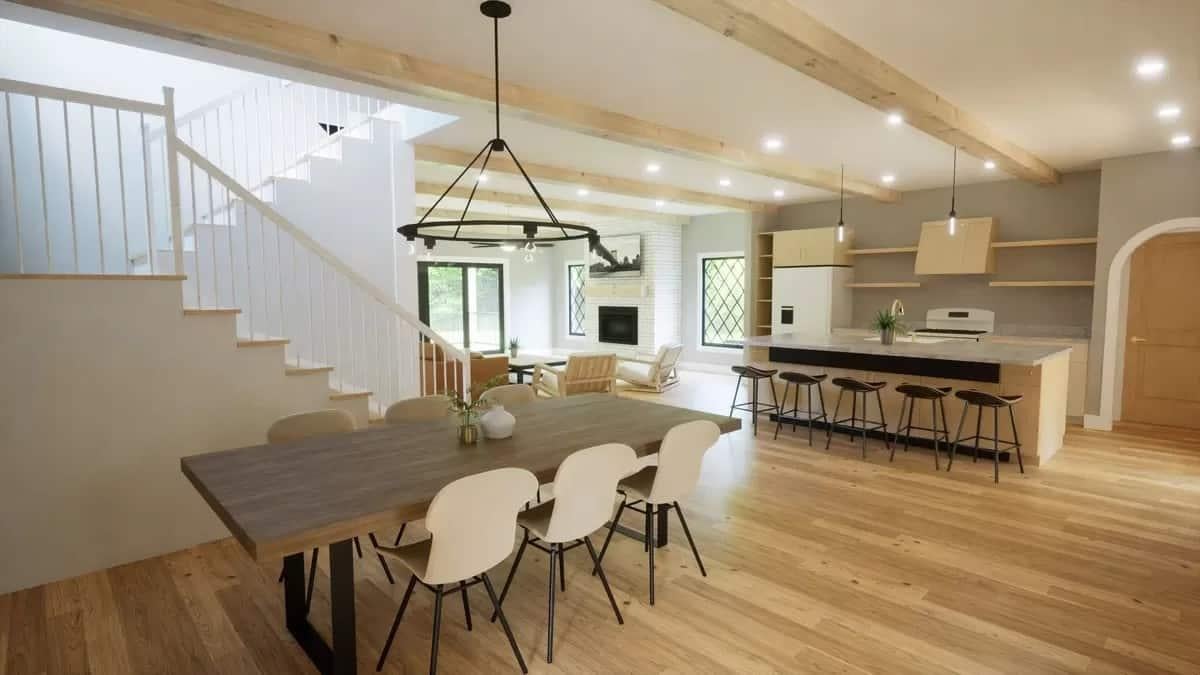 Explore the Spacious Charm of This Open-Concept Living and Dining Area