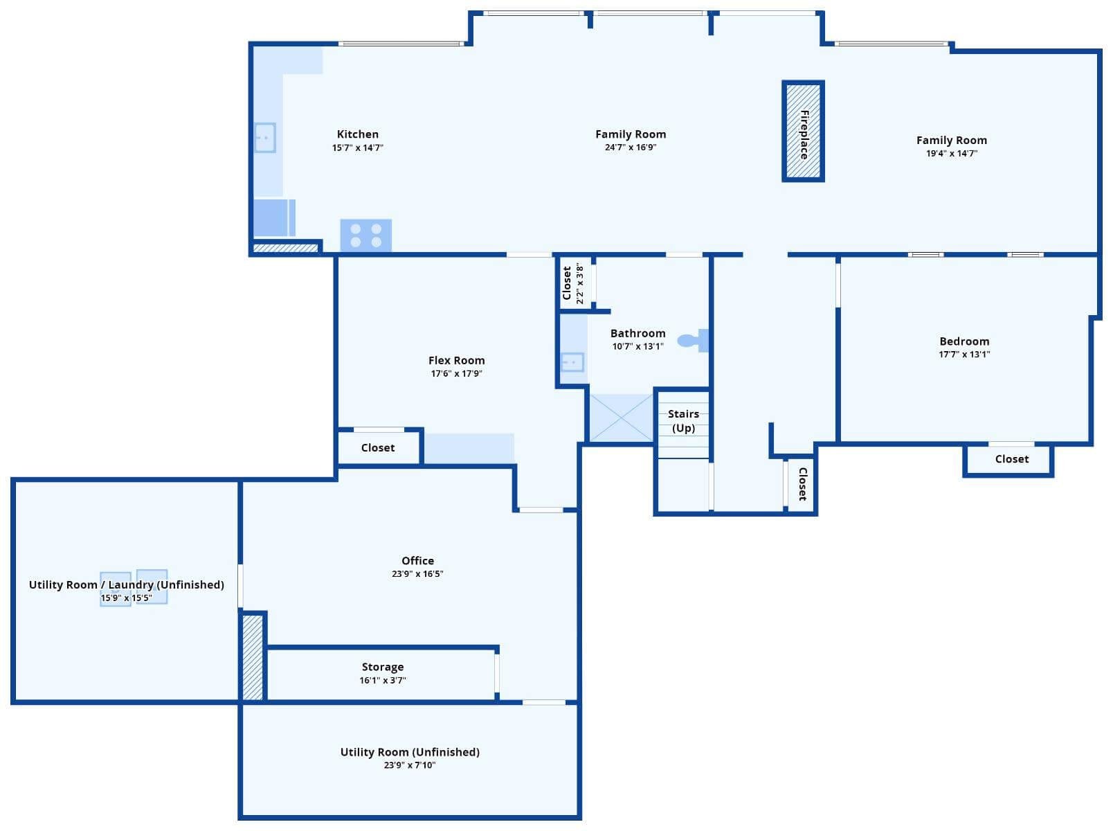 Dive into the Lower Level: Expansive Flex Spaces and Office Potential