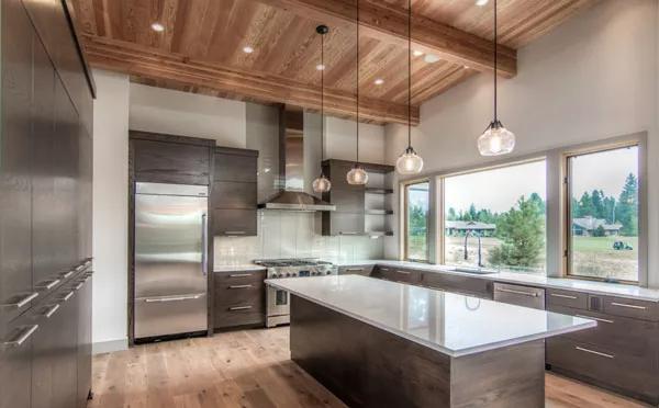 Look at Those Pendant Lights in the Sleek Modern Kitchen