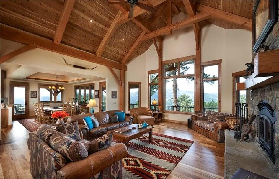 Wow, Check Out the Timber Beams in This Rustic Living Room