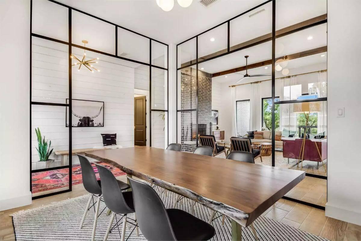Notice the Glass Partition Walls That Define This Multifunctional Space