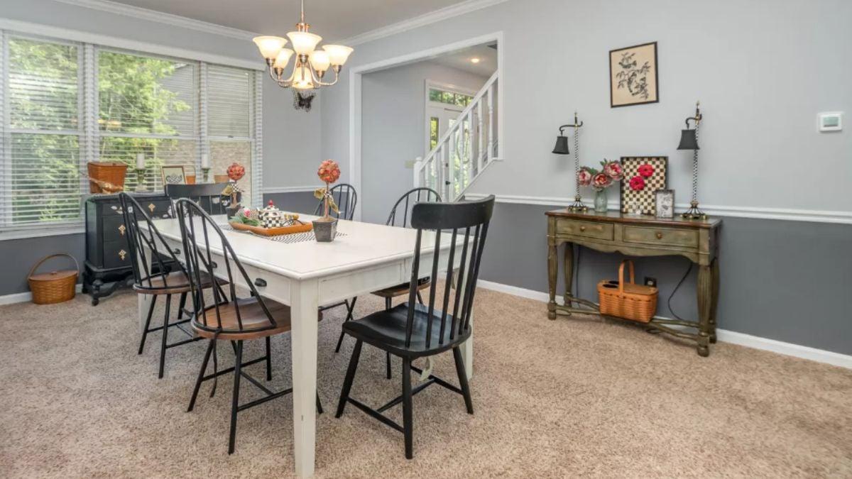 Stylish Dining Room with a Vintage Console Detail